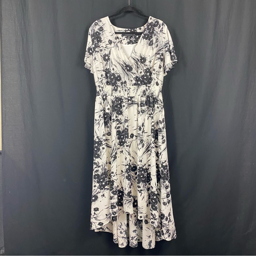 Lane Bryant Black and White Floral High Low Dress